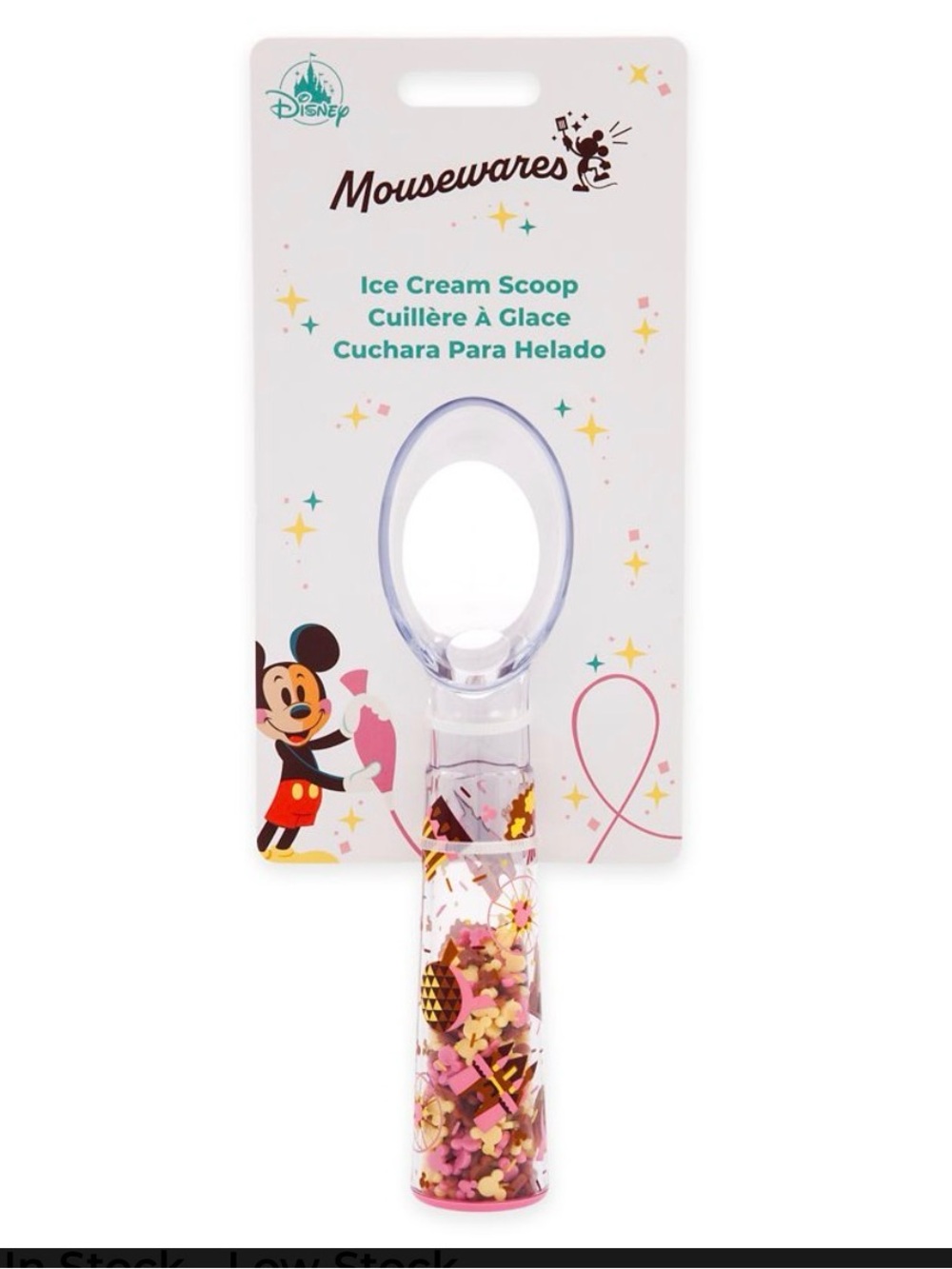 NWT Disney Mousewares Pink Confetti Ice Cream Scoop with Gold Accents